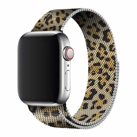 Ремешок для Apple watch 38/40/41mm Milanese Loop Band Gold Leopard